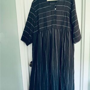 TOAST UK Black Striped Maxi Dress